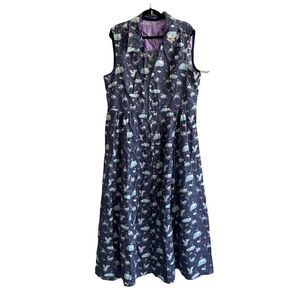 Vintage Retro material Navy Maxi Dress new With Tags.